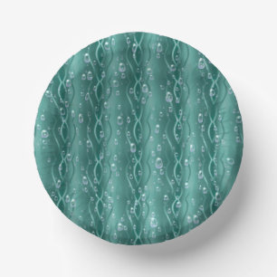 Raindrops on green Metal Paper Plate