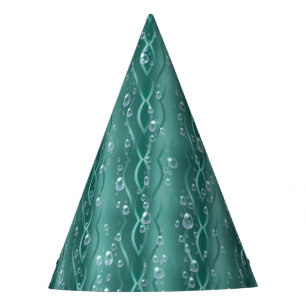 Raindrops on green Metal Party Hat
