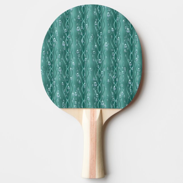 Raindrops on green Metal Ping Pong Paddle (Front)