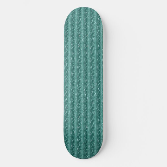 Raindrops on green Metal Skateboard (Front)