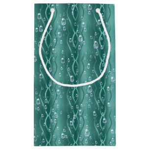Raindrops on green Metal Small Gift Bag