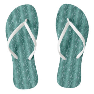 Raindrops on green Metal Thongs