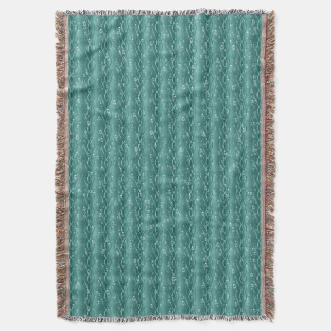 Raindrops on green Metal Throw Blanket (Front Vertical)