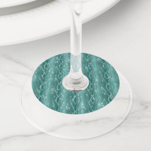 Raindrops on green Metal Wine Glass Tag