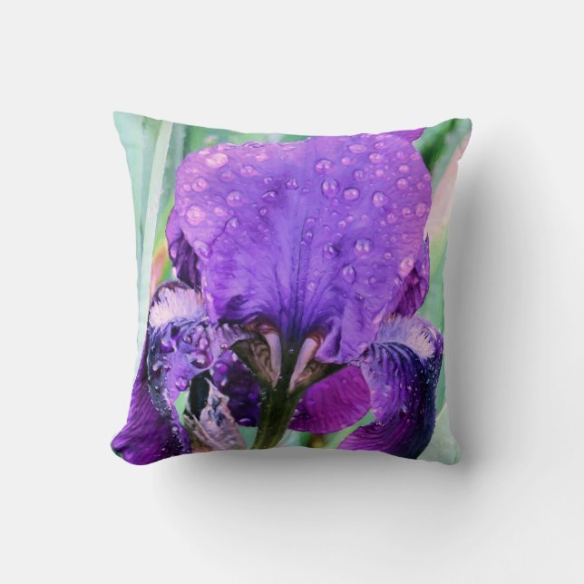 Raindrops on Iris Cushion (Front)