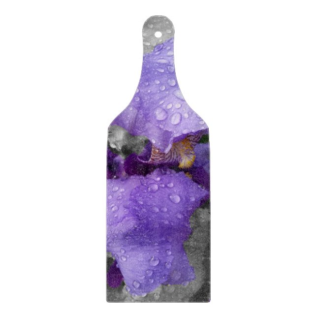raindrops on iris cutting board (Front)