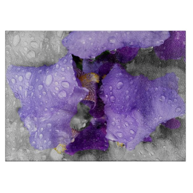 raindrops on iris cutting board (Front)