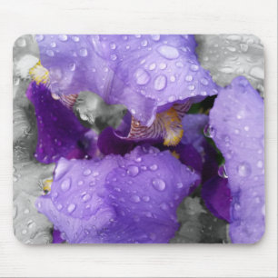 raindrops on iris mouse pad