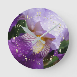 Raindrops on Iris Round Clock
