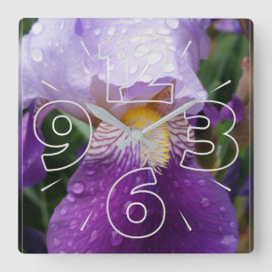 Raindrops on Iris Square Wall Clock