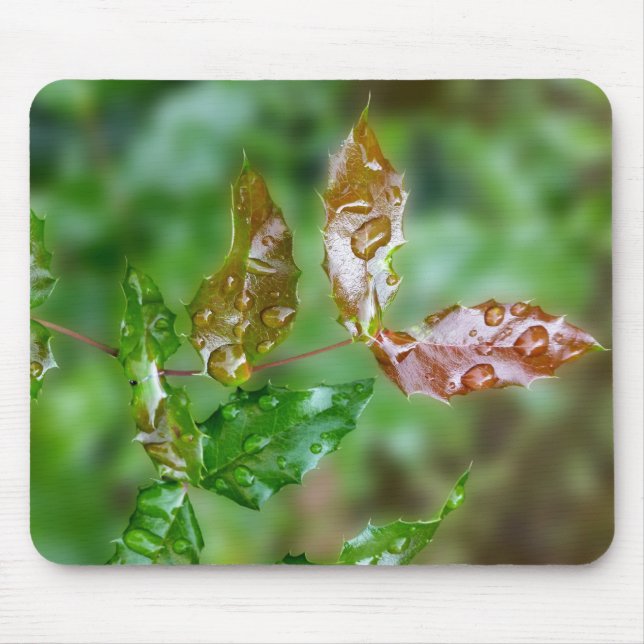 raindrops on leaves mouse pad (Front)