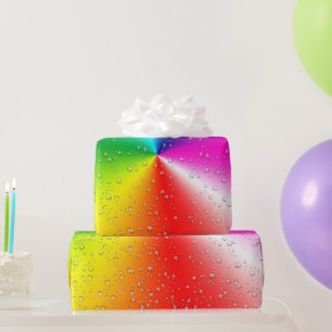 Raindrops On Neon Rainbow Abstract Wrapping Paper