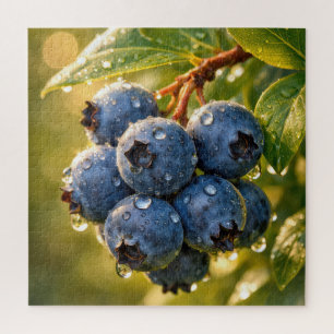 Raindrops on Ripe Blueberries Jigsaw Puzzle