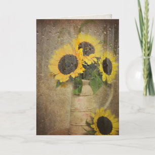 raindrops on sunflower bouquet card