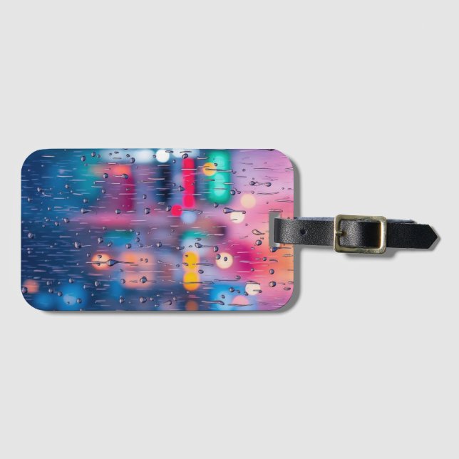 Raindrops on Window Luggage Tag (Front Horizontal)