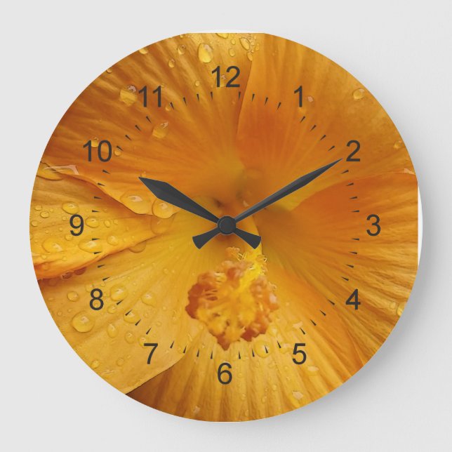 raindrops on yellow petals large clock (Front)