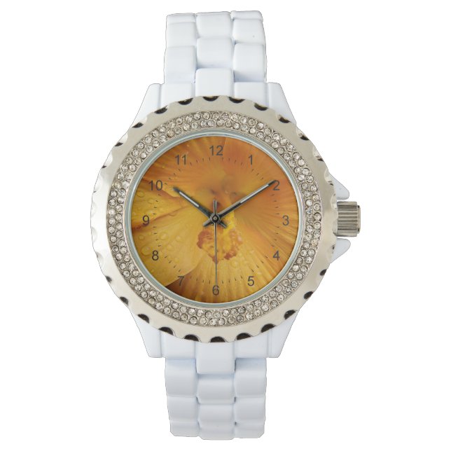 raindrops on yellow petals watch (Front)