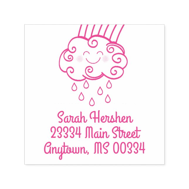 Raindrops Rainbow Baby Shower Self-inking Stamp (Design)