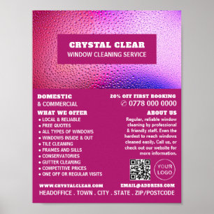 Raindrops, Window Cleaner, Cleaning Service Advert Poster