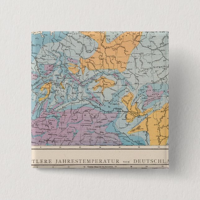 Rainfall map of Germany 15 Cm Square Badge (Front)