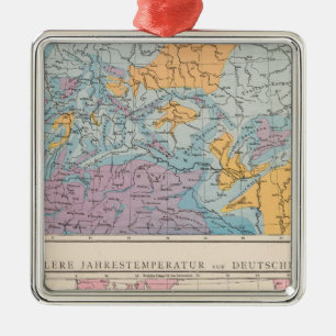 Rainfall map of Germany Metal Tree Decoration