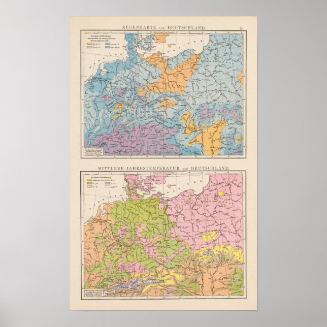 Rainfall map of Germany Poster (Front)