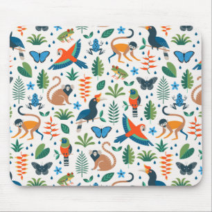 Rainforest Animal Pattern Mouse Pad