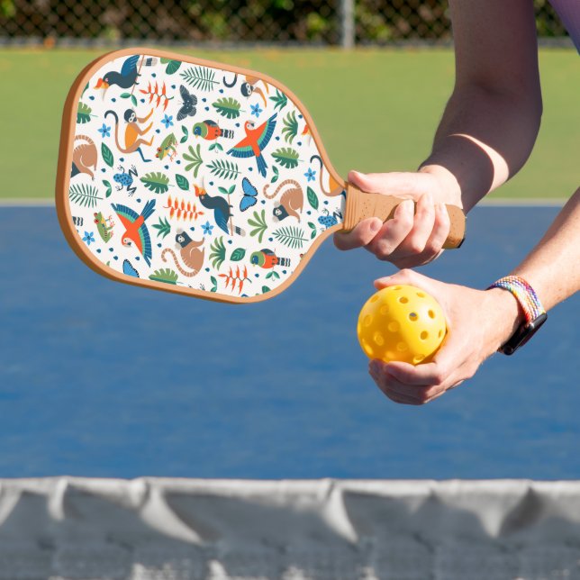 Rainforest Animal Pattern Pickleball Paddle (Insitu)