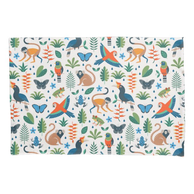 Rainforest Animal Pattern Pillowcase (Front-Left)
