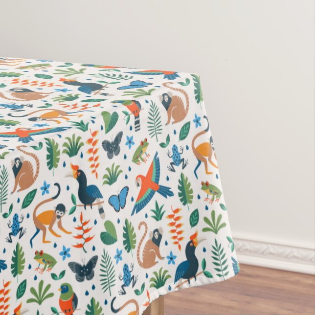 Rainforest Animal Pattern Tablecloth (In Situ)
