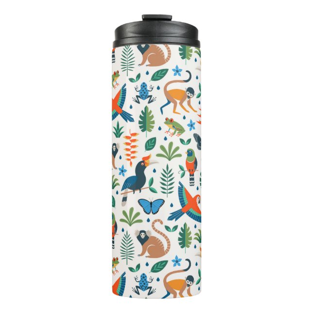 Rainforest Animal Pattern Thermal Tumbler (Front)