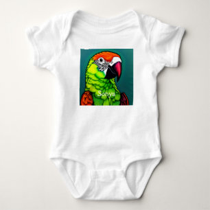 Rainforest Beauty:  Exotic Wild Parrot Baby Bodysuit