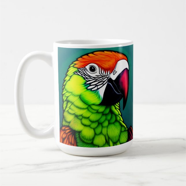 Rainforest Beauty:  Exotic Wild Parrot Coffee Mug (Left)