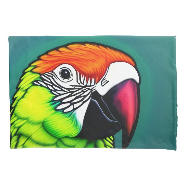Rainforest Beauty:  Exotic Wild Parrot Pillowcase (Front)
