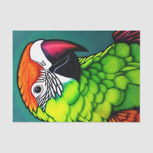 Rainforest Beauty:  Exotic Wild Parrot Tissue Paper (Front)