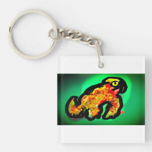 Rainforest chameleon art key ring