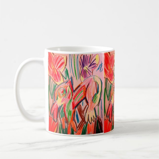 Rainforest chameleon drawing  coffee mug (Left)
