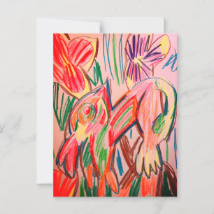 Rainforest chameleon drawing  postcard