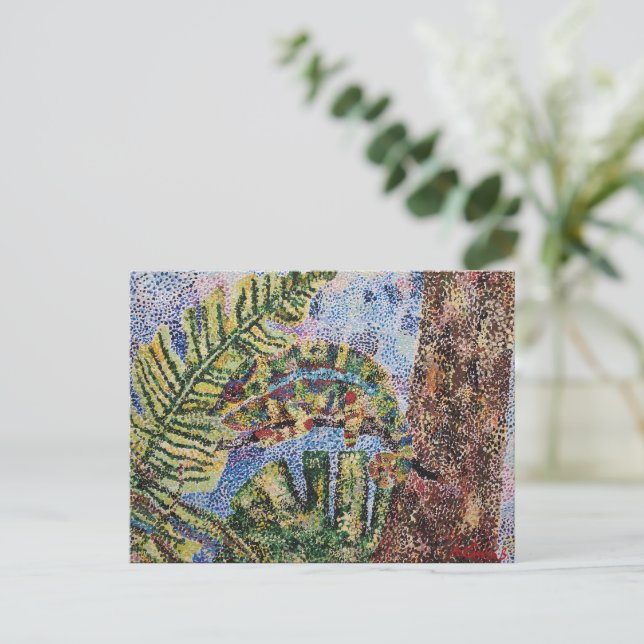 Rainforest Chameleon Painted Postcard   (Standing Front)