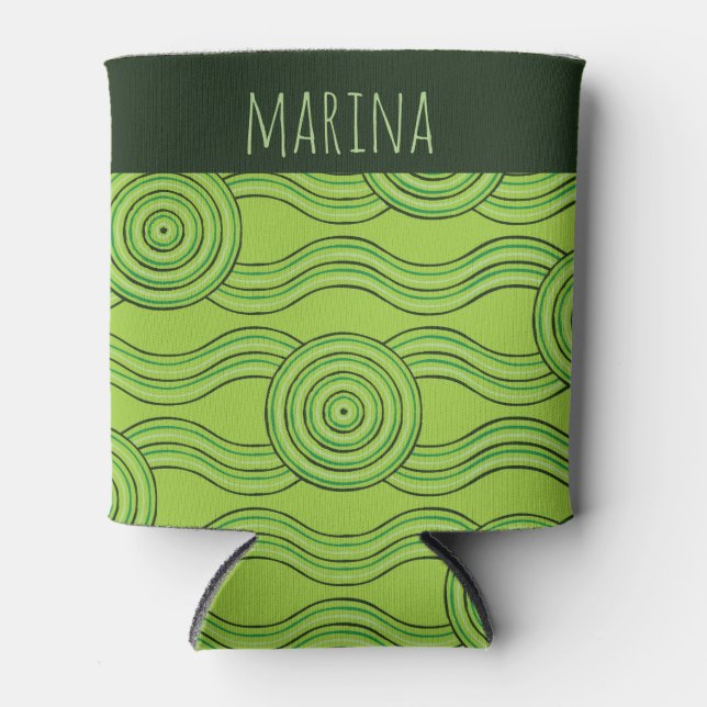 Rainforest Customisable Name Australian Dreamtime Can Cooler (Front)