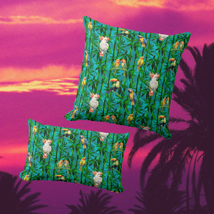 Rainforest Dreams Tropical Bamboo Birds Cushion