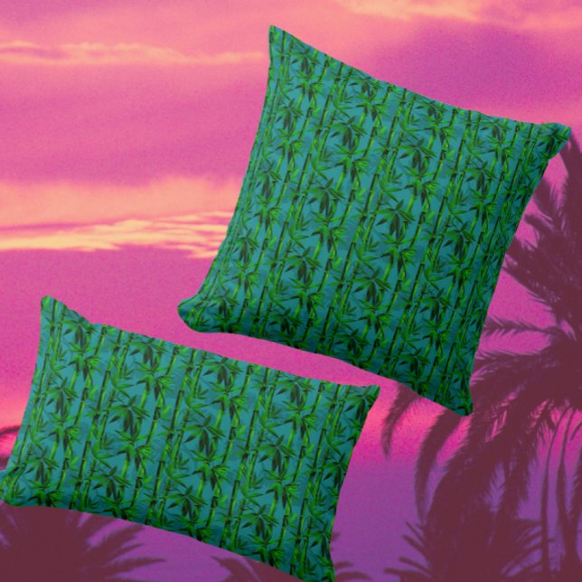 Rainforest Dreams Tropical Bamboo Forest  Cushion (Dreamy bamboo forest…)
