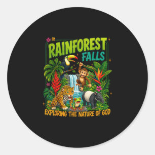 Rainforest falls vbs 2026 christian kids camp classic round sticker