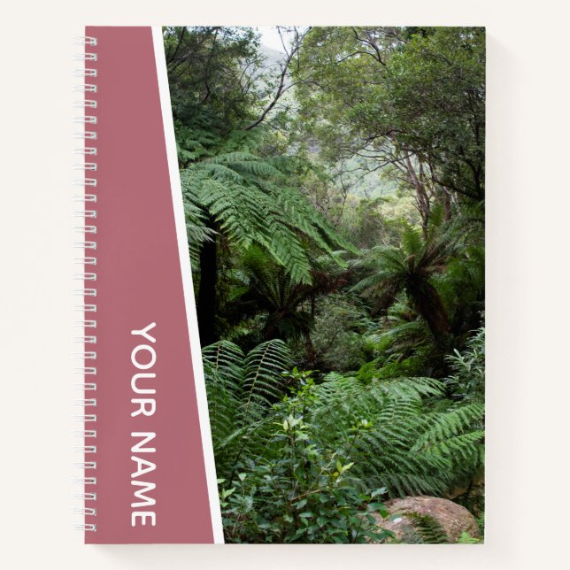 Rainforest Ferns Trees Palms, Australia, Rose Gold Notebook (Front)