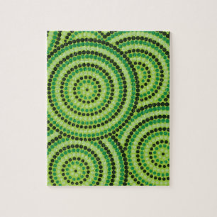 Rainforest Green aboriginal dot painting! Jigsaw Puzzle