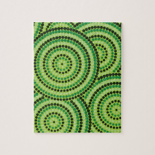 Rainforest Green aboriginal dot painting! Jigsaw Puzzle (Vertical)