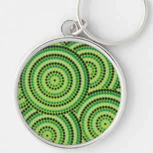 Rainforest Green aboriginal dot painting! Key Ring
