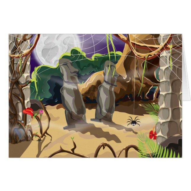 Rainforest Hidden Temple illustration. (Front Horizontal)