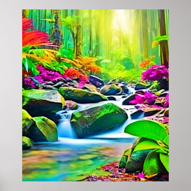 Rainforest River: Vivid Scene Poster (Front)