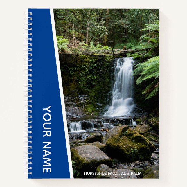 Rainforest Waterfalls Nature, Australia, Blue Notebook (Front)